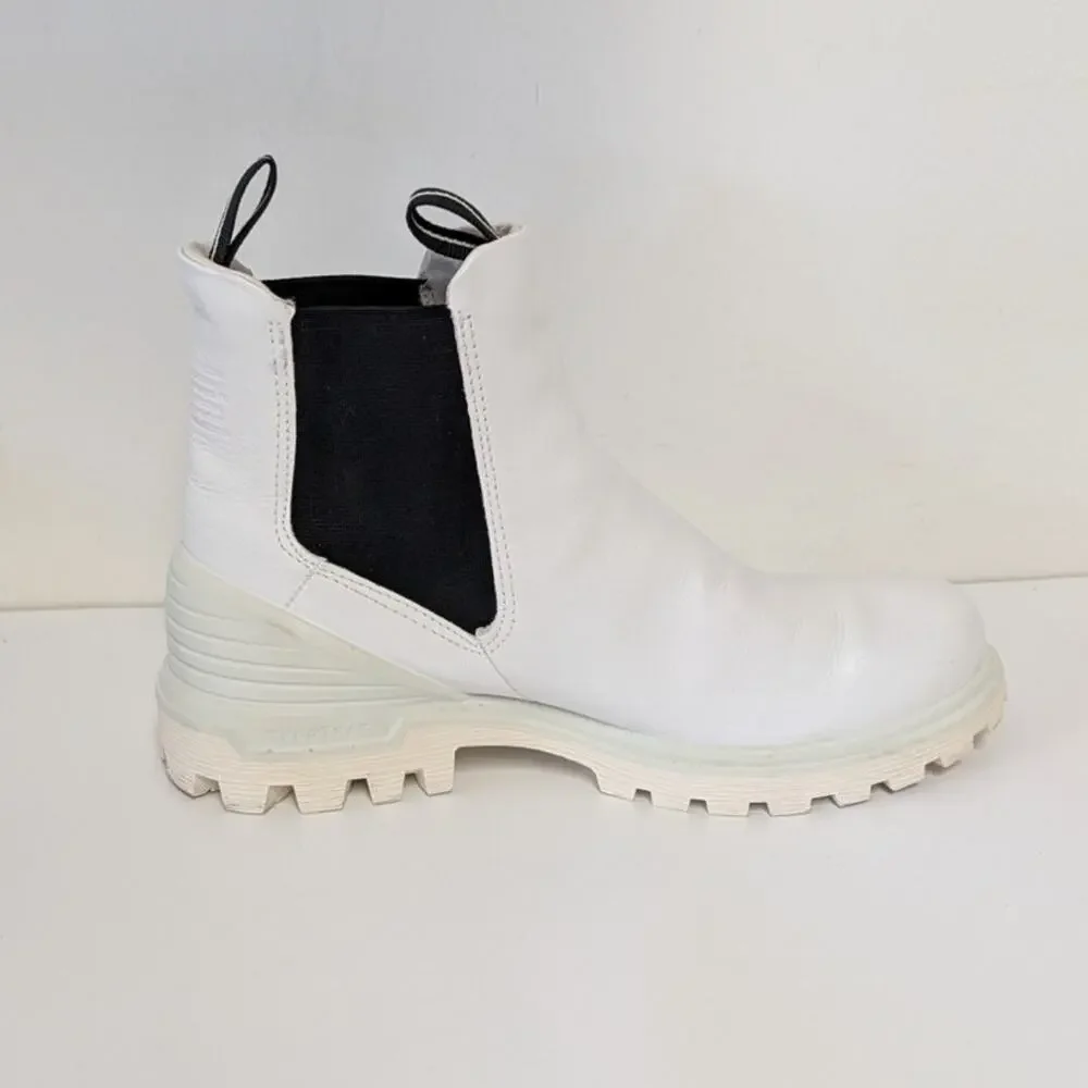 Ecco Tredtray W Leather Ankle Boots Womens EU40/US9-9.5 Ecru/Gray/White